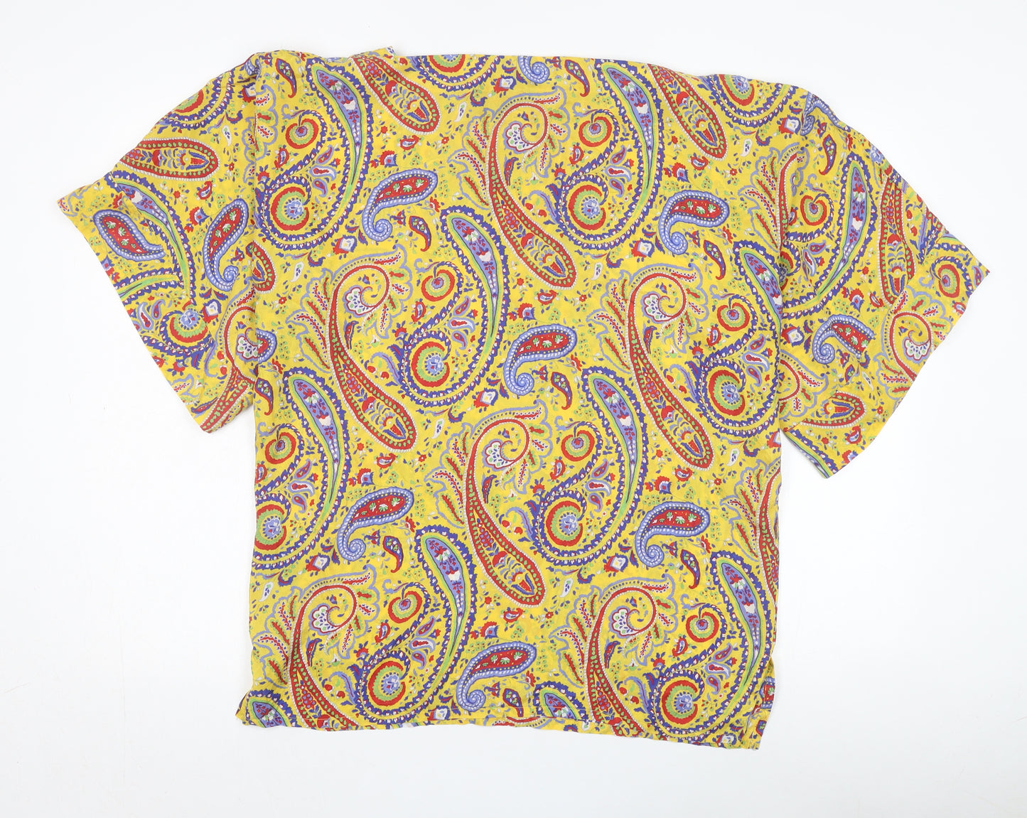 Ralph Lauren Women's Yellow Paisley Silk Blouse M