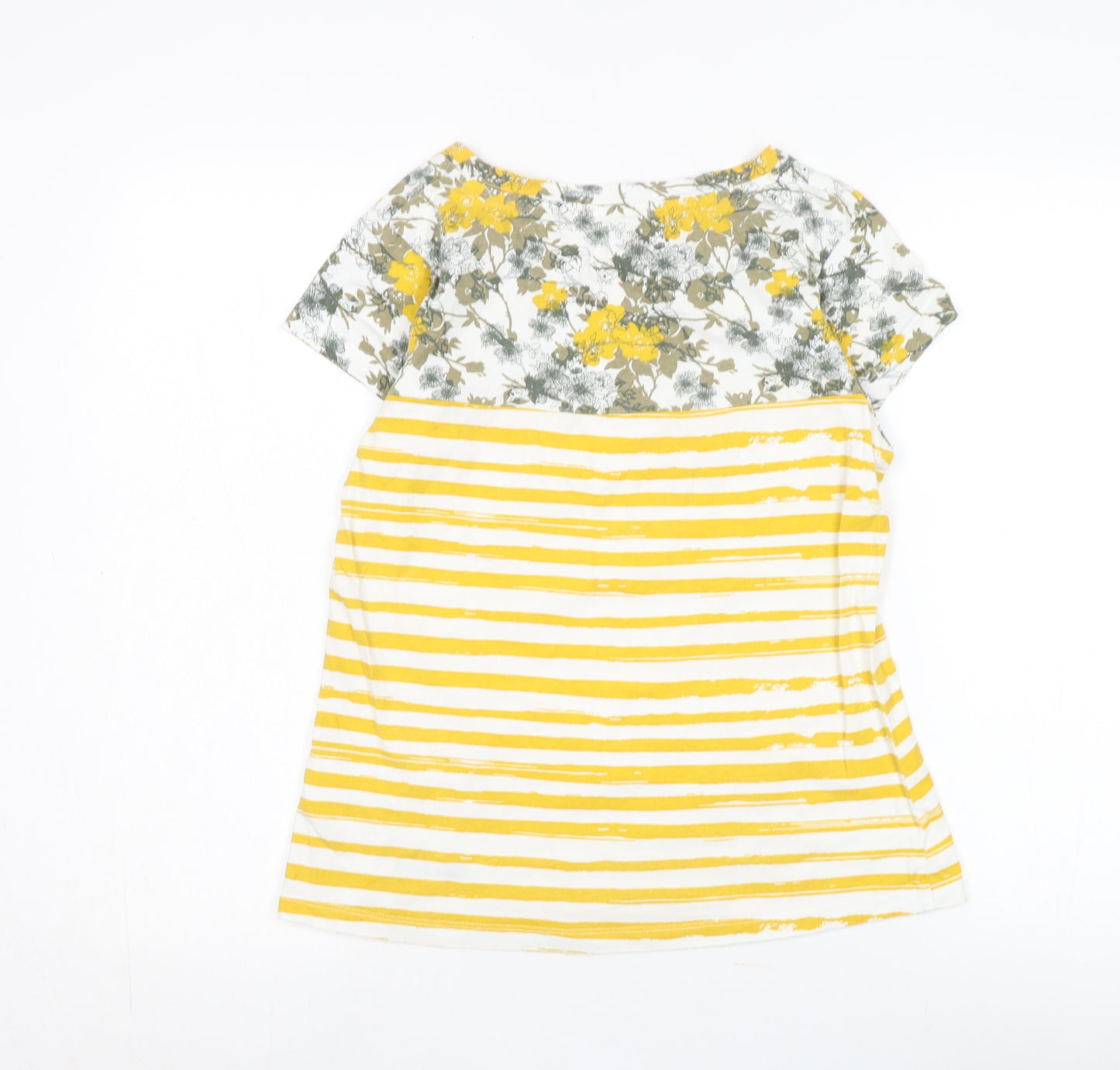 Peter Storm Women's Yellow Floral Striped T-Shirt Size 12