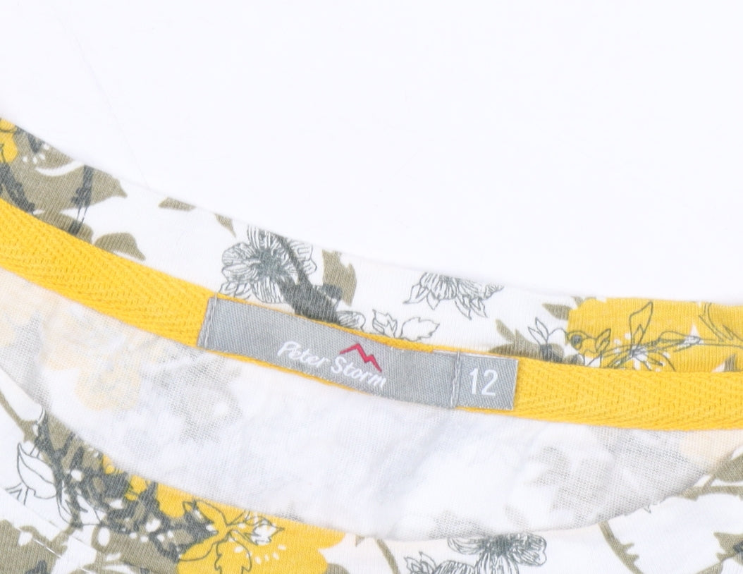 Peter Storm Women's Yellow Floral Striped T-Shirt Size 12