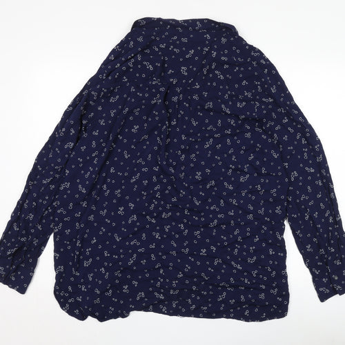 GAP Women's Blue Floral Button-Up Shirt XL