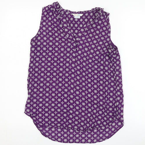 Boden Women's Purple Floral Sleeveless Blouse Size 10