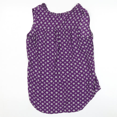 Boden Women's Purple Floral Sleeveless Blouse Size 10