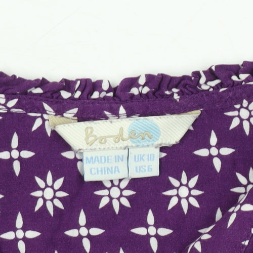 Boden Women's Purple Floral Sleeveless Blouse Size 10