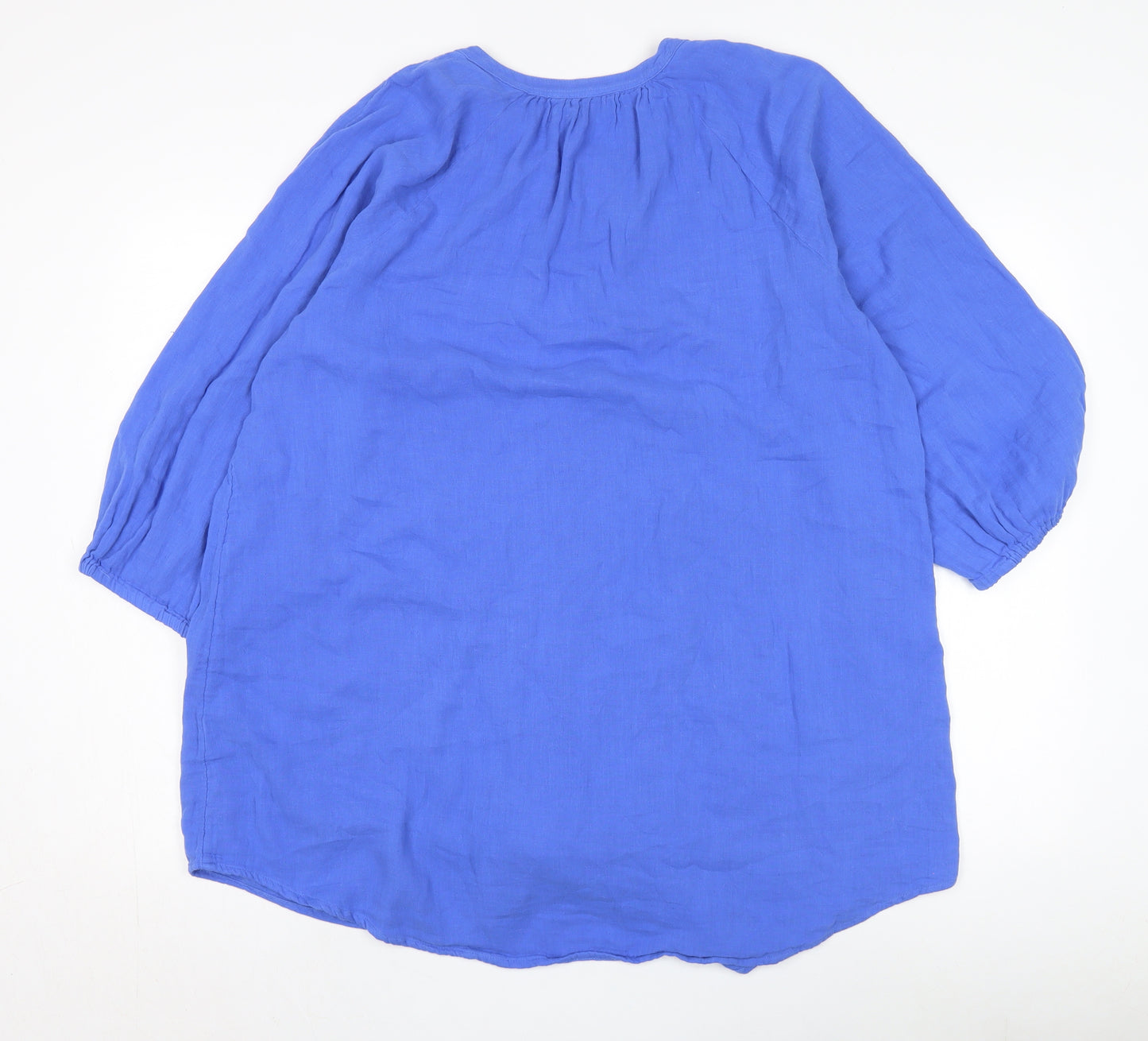 Joules Women's Blue Button-Up Shirt, Large, 3/4 Sleeve