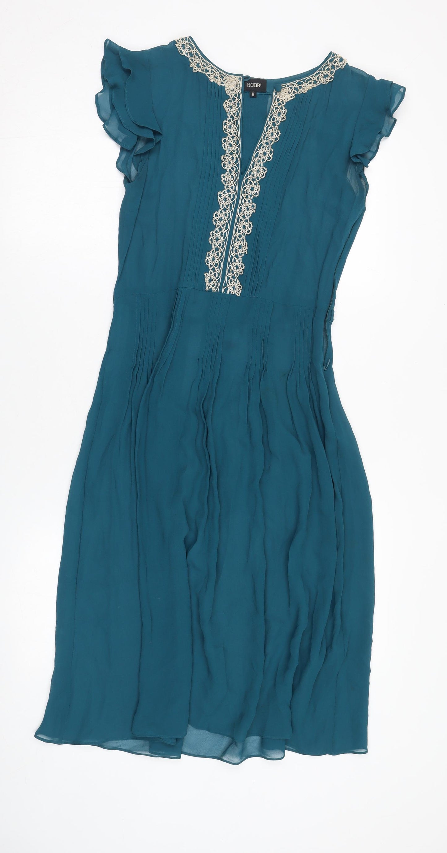 Hobbs Women's Green Shift Dress, Size 8, Elegant Look