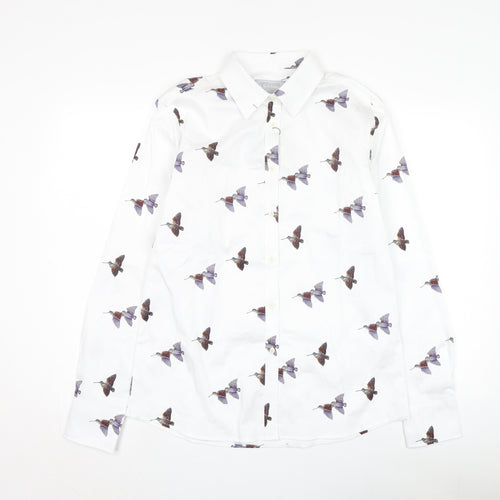 Schöffel Women's White Animal Print Button-Up Shirt Size 14