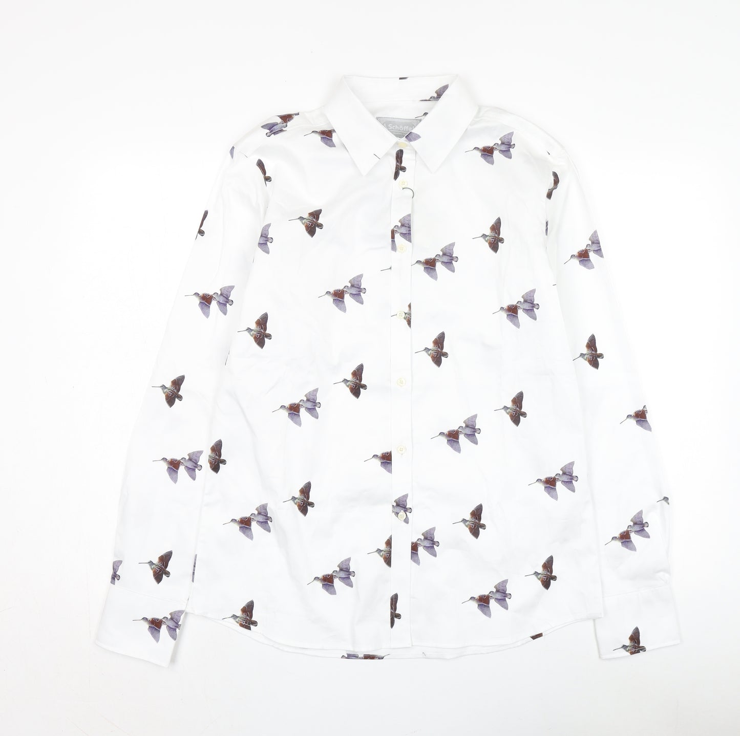 Schöffel Women's White Animal Print Button-Up Shirt Size 14