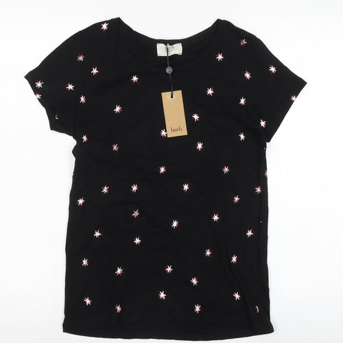 Hush Women's Black XS Cotton Embroidered T-Shirt