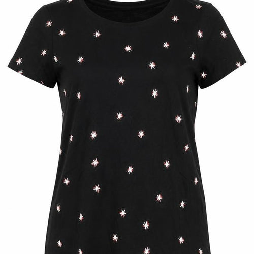 Hush Women's Black XS Cotton Embroidered T-Shirt