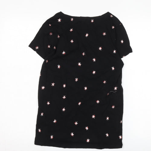 Hush Women's Black XS Cotton Embroidered T-Shirt