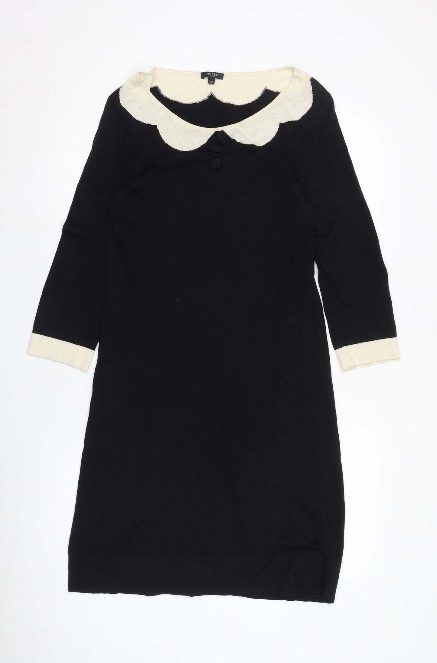 Hobbs Women's Black Scoop Neck Shift Dress Size 12