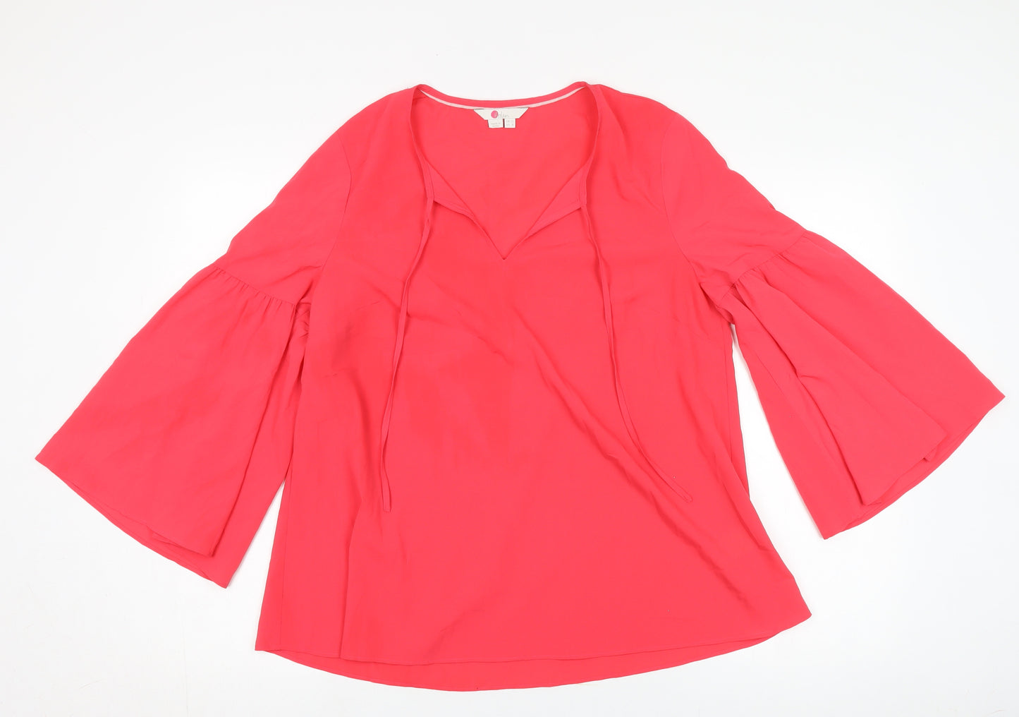 Boden Women's Red Tunic Blouse Size 12 Bell Sleeve