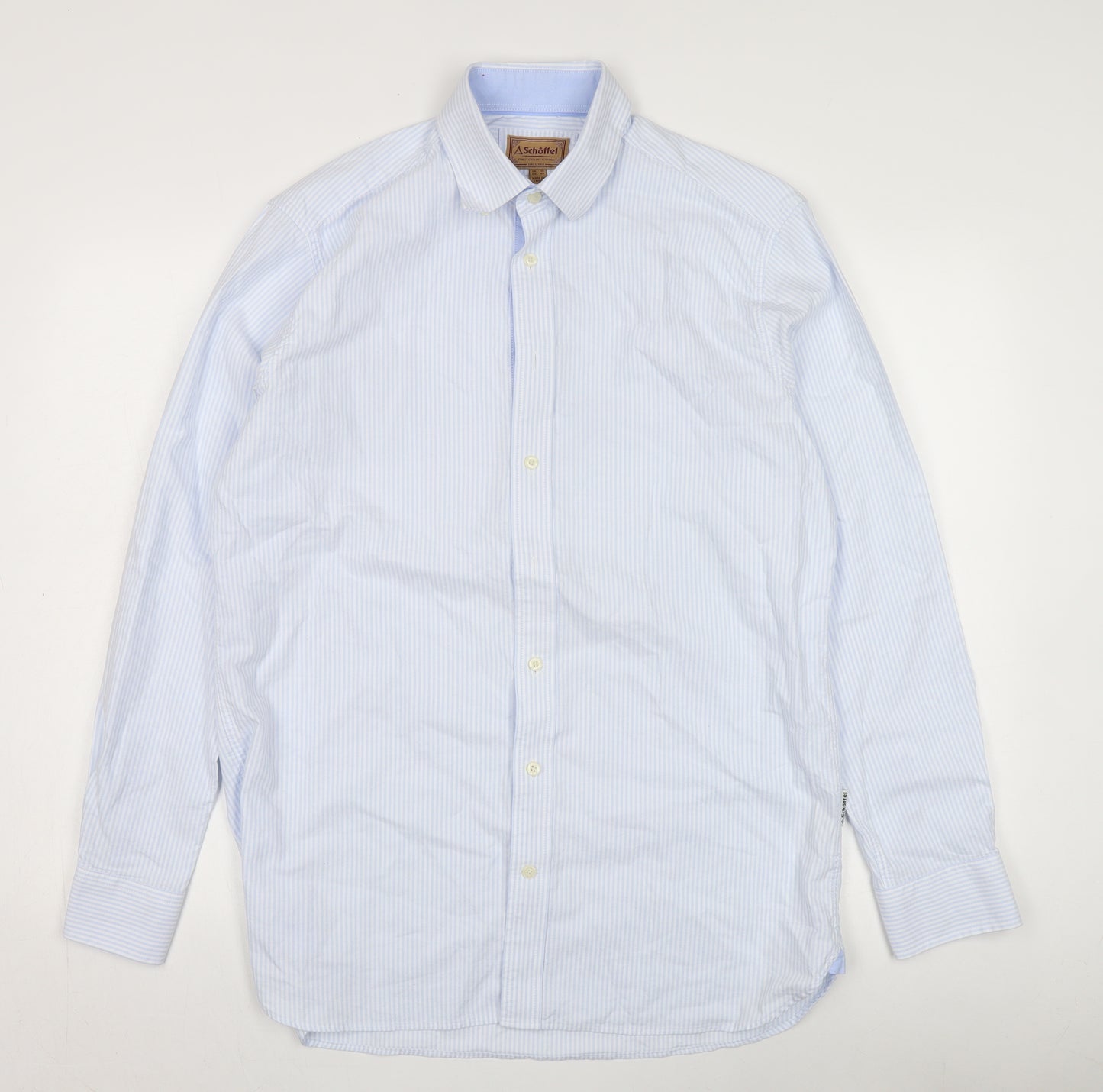 Schoffel Unisex Blue Striped Button-Up Shirt Size 20