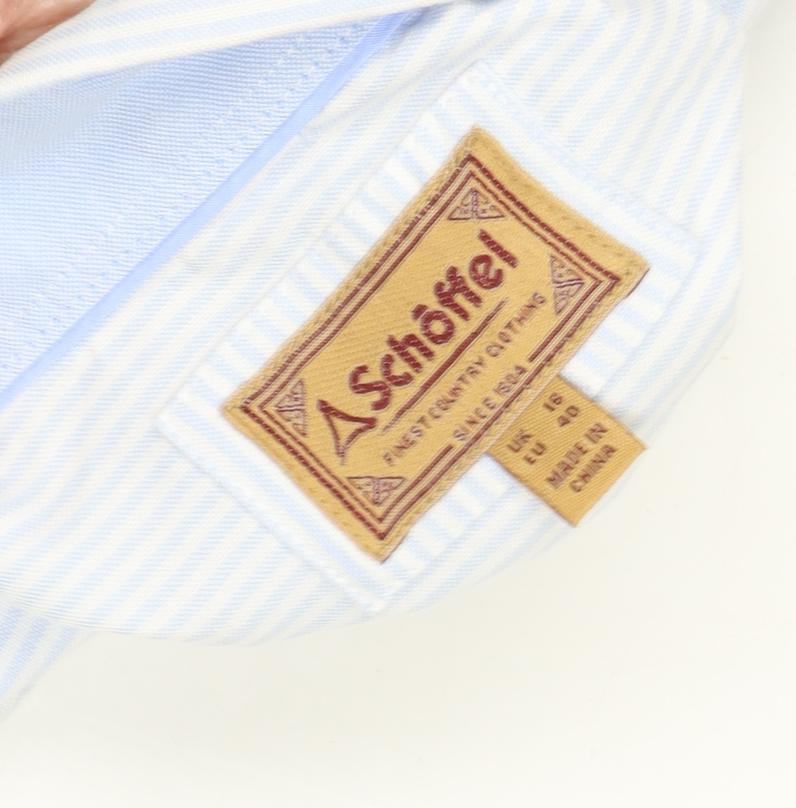 Schoffel Unisex Blue Striped Button-Up Shirt Size 20