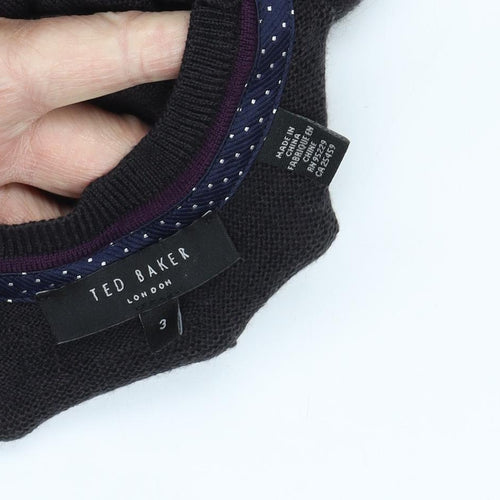 Ted Baker Unisex Black Merino Wool Pullover Jumper
