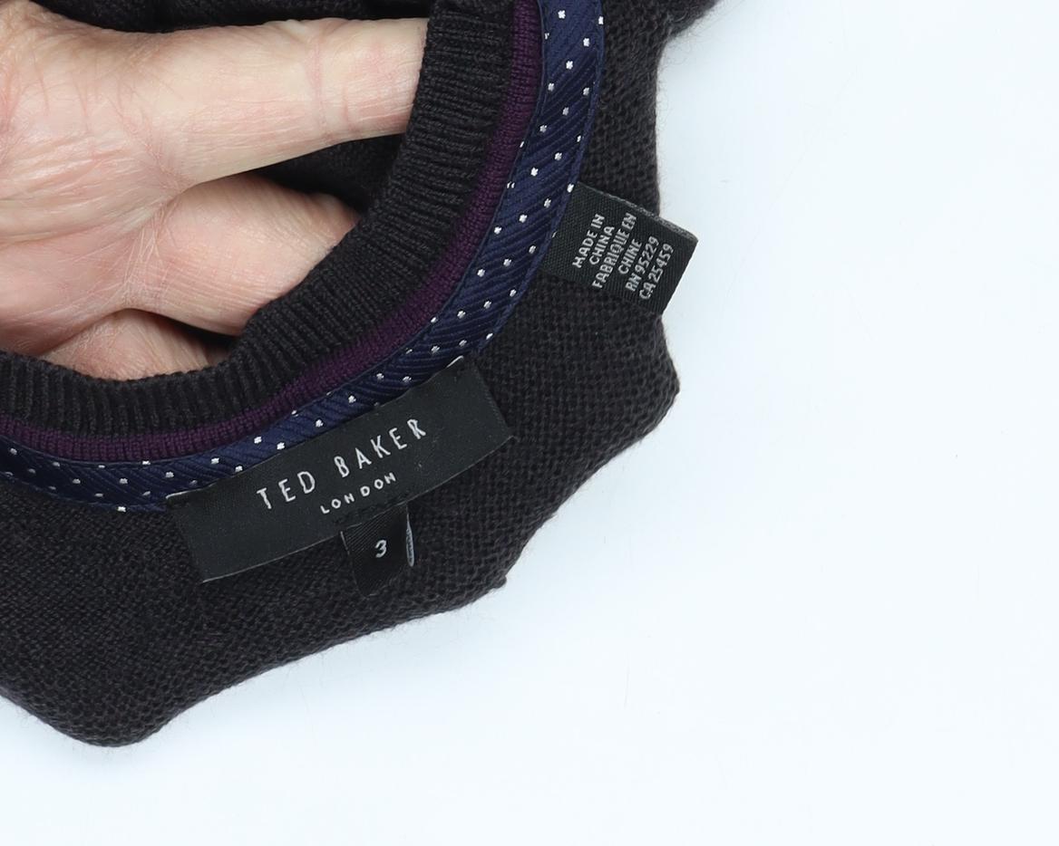 Ted Baker Unisex Black Merino Wool Pullover Jumper