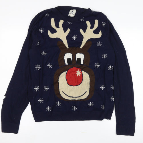 SoulCal & Co Men's Blue Christmas Jumper, XL Pullover