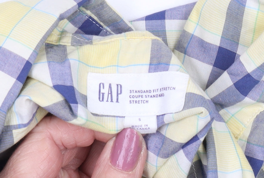 GAP Men's Plaid Yellow Shirt, Size S, Cotton Blend