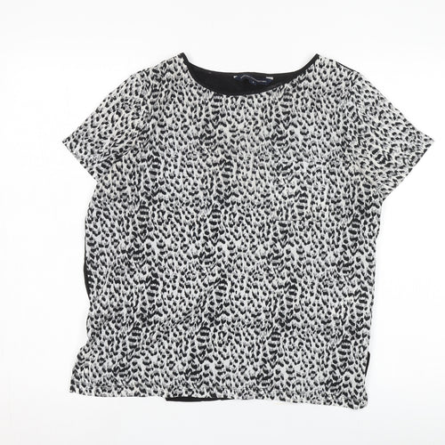 French Connection Women's Black Animal Print Blouse S