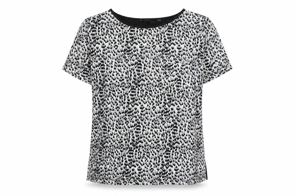 Front view of French Connection Women's Black Animal Print Blouse S