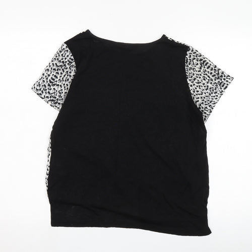 French Connection Women's Black Animal Print Blouse S