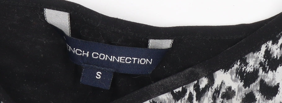 French Connection Women's Black Animal Print Blouse S