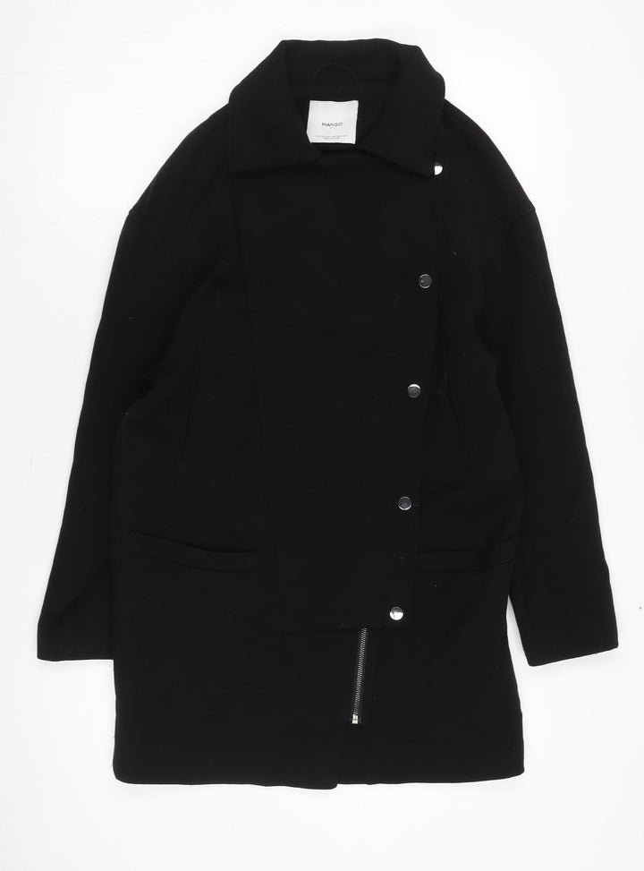 Mango Women's Black XS Overcoat with Buttons