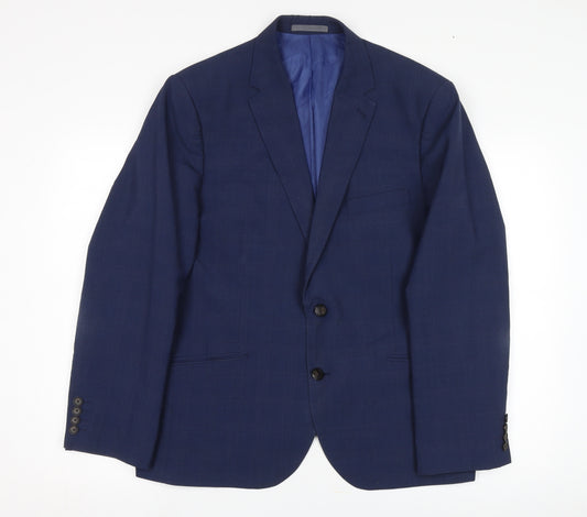 Marks and Spencer Men's Blue Check Wool Blazer 42S