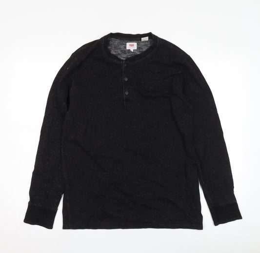 Levi's Mens Black Henley Jersey Long Sleeve Top M