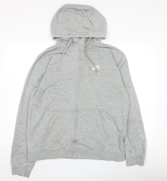 Nike Men's Grey Full Zip Hoodie in Size L