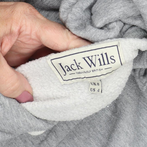 Jack Wills Women's Grey Pullover Logo Hoodie Size 8