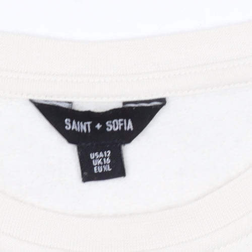 Saint + Sofia Women's Ivory Pullover Sweatshirt Size 16