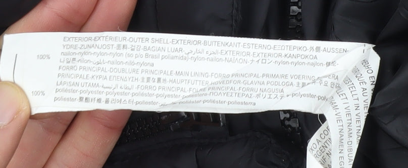 Zara Women's Black Mid-Length Puffer Jacket, Size 10, Hooded