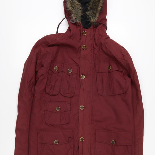 Brave Soul Women's Red Parka S - Warm Hooded Coat