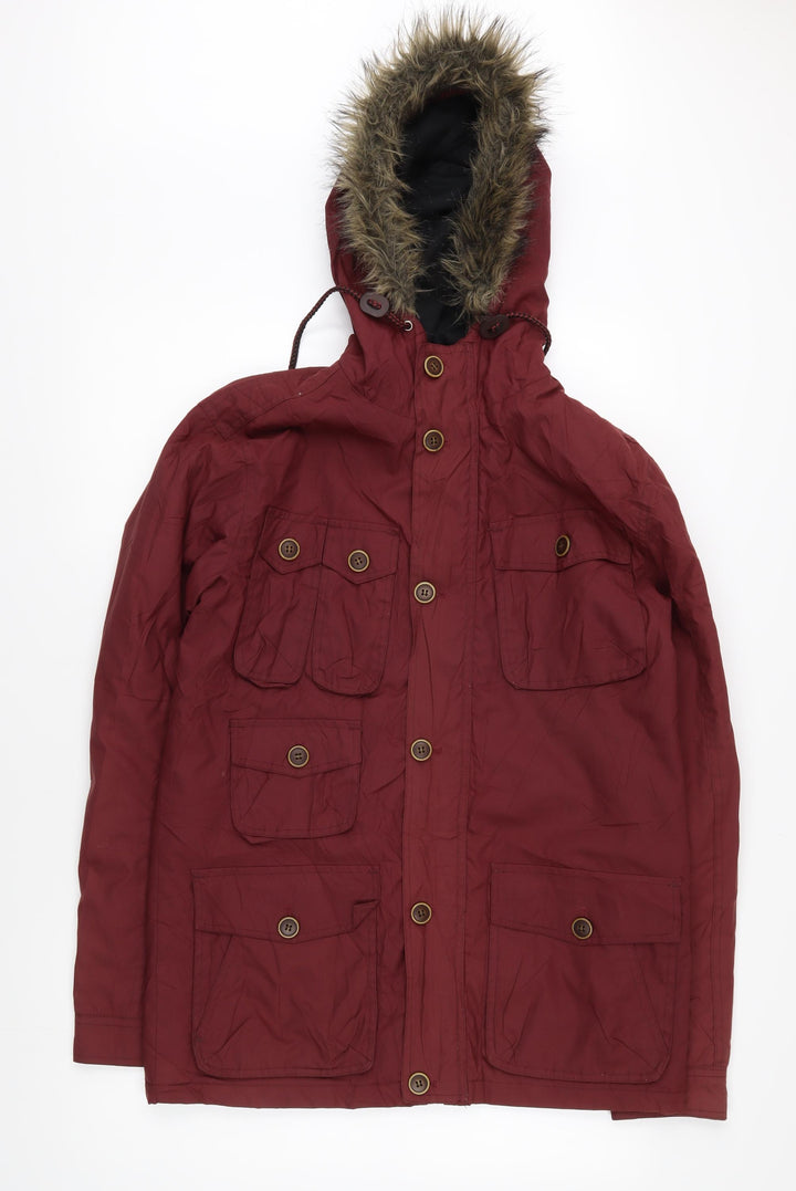 Brave Soul Women's Red Parka S - Warm Hooded Coat