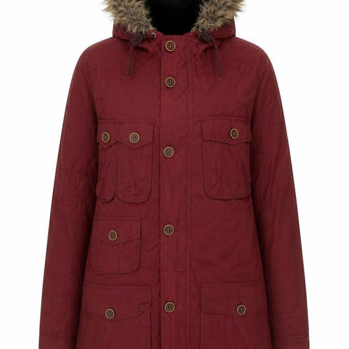 Brave Soul Women's Red Parka S - Warm Hooded Coat