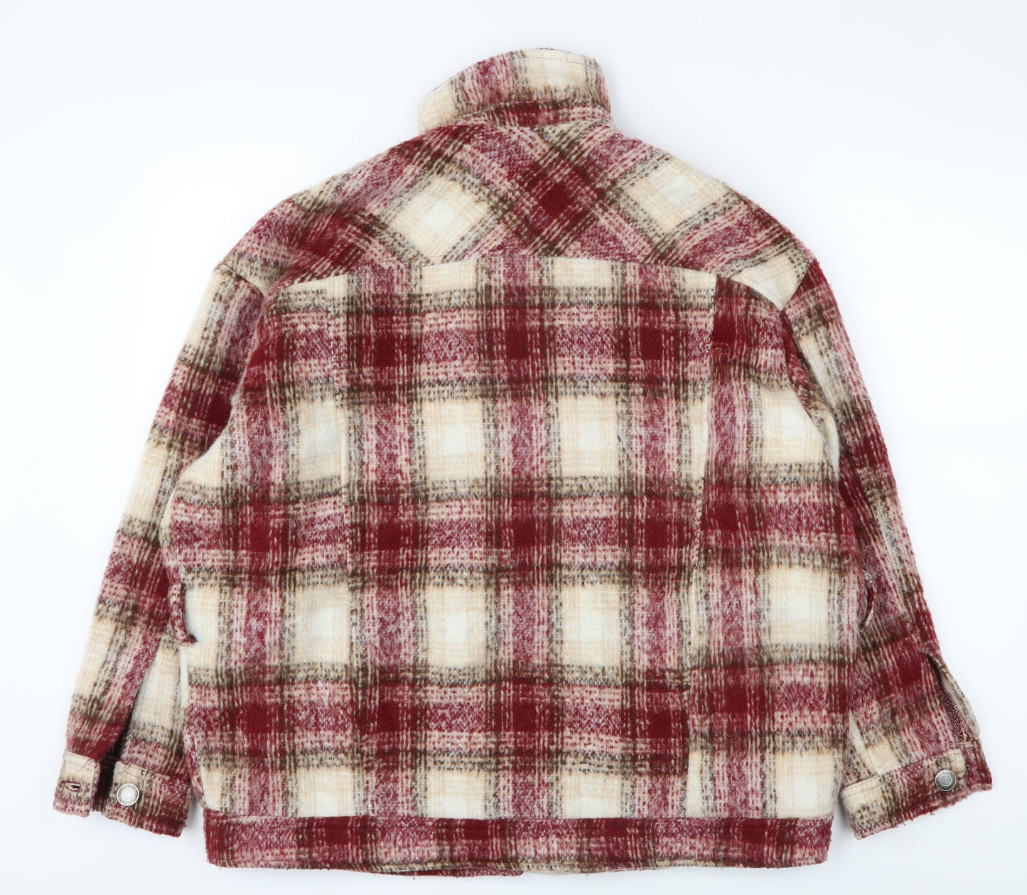 K ZELL Women's Red Check Biker Jacket M