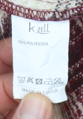 K ZELL Women's Red Check Biker Jacket M