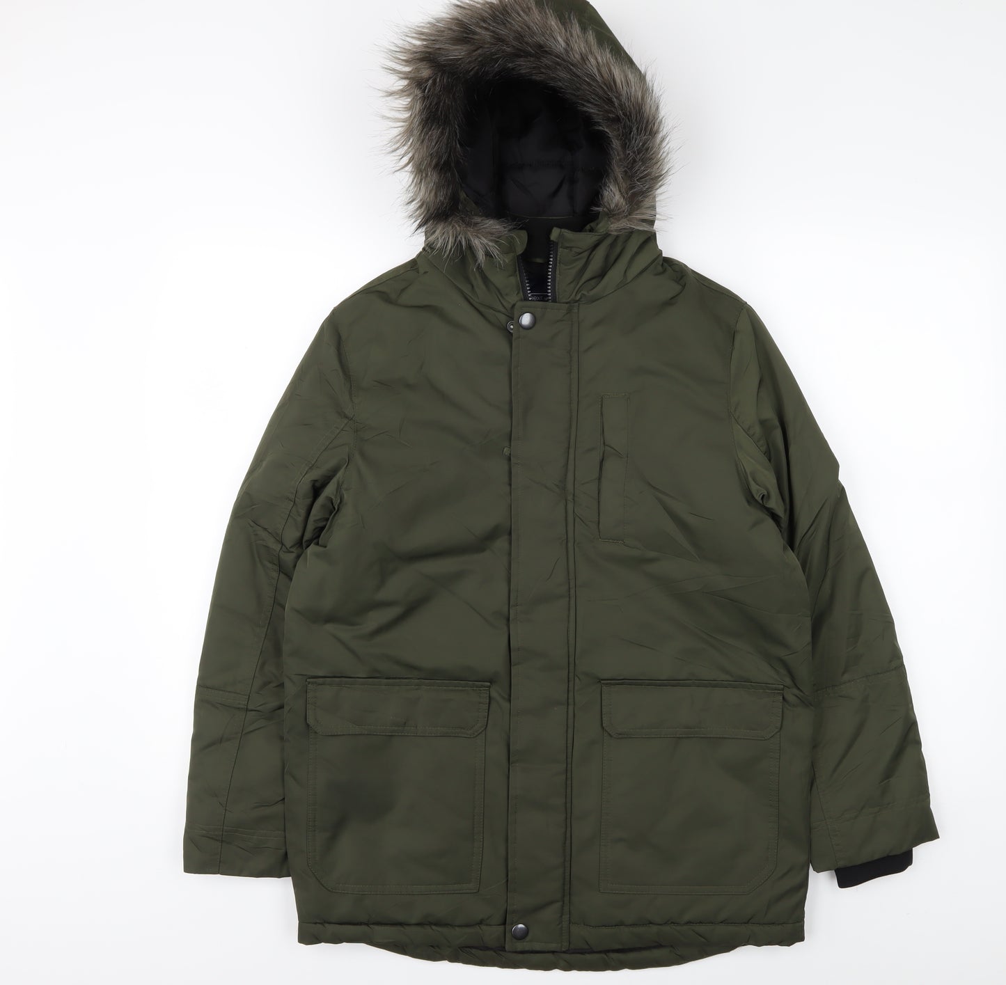 Next Boys Green Parka Coat, 12 Years, Hooded, Lined