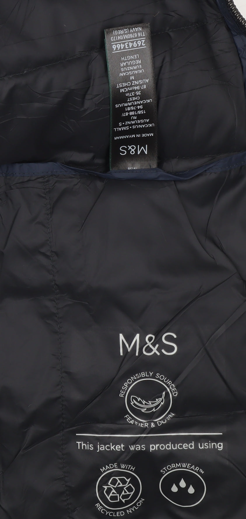 Marks and Spencer Men's Blue Puffer Jacket S