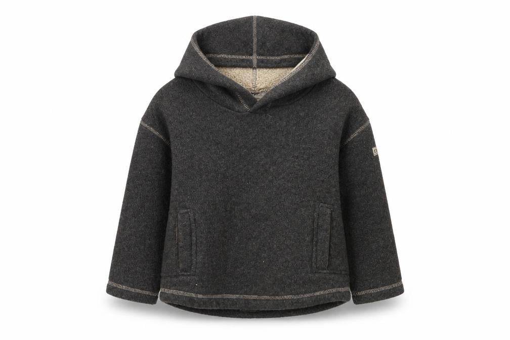 Front view of Cherokee boys’ grey pullover hoodie, 3-4 years, hooded fleece