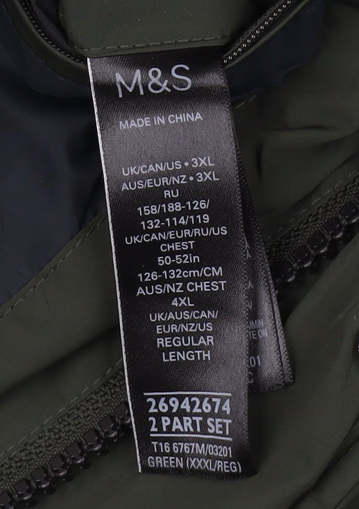 Marks and Spencer Men's Green 3XL Hooded Puffer Jacket