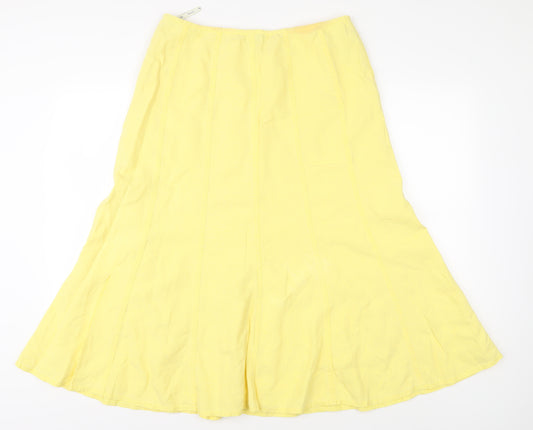 Viyella Women's Yellow Flare Midi Skirt Size 14