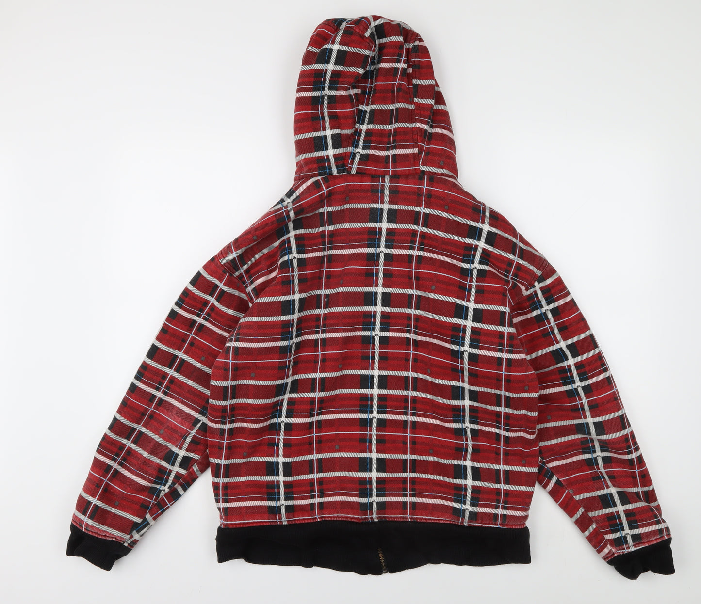 Quiksilver Men's Red Plaid Full Zip Hoodie M