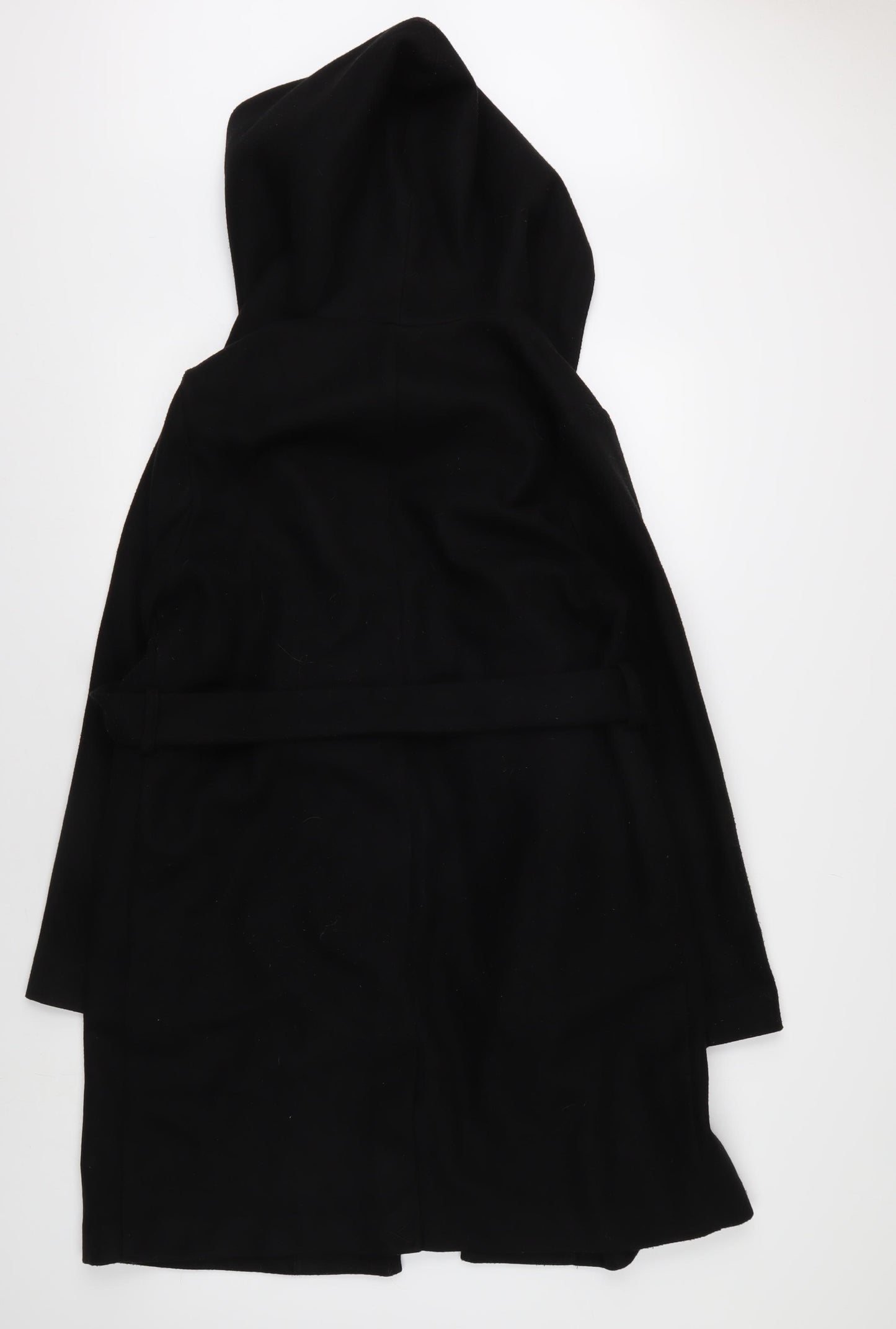New Look Women's Black Hooded Coat Size 12