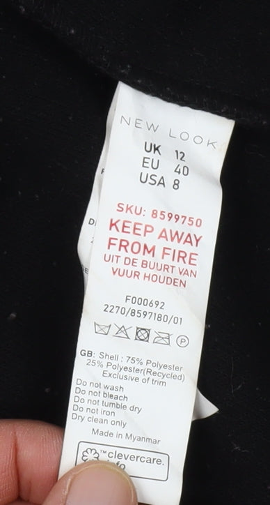 New Look Women's Black Hooded Coat Size 12