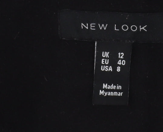 New Look Women's Black Hooded Coat Size 12