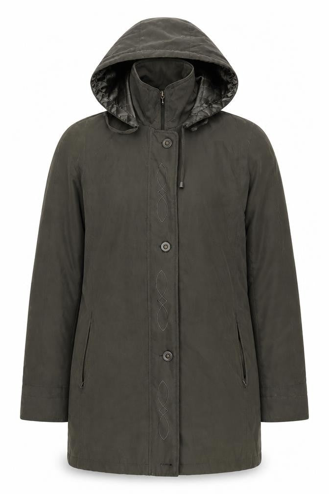 Bon Marché Women's Green Parka Coat M Casual Hooded