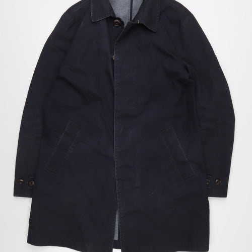 John Lewis Men's Black Cotton Overcoat, M, Classic Style