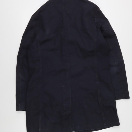 John Lewis Men's Black Cotton Overcoat, M, Classic Style